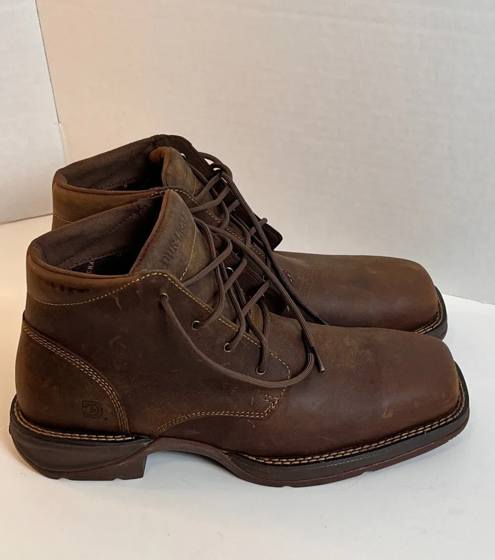 Durango Red Dirt Rebel Mens Boots Size 9.5 Brown Leather Steel Toe Chukka